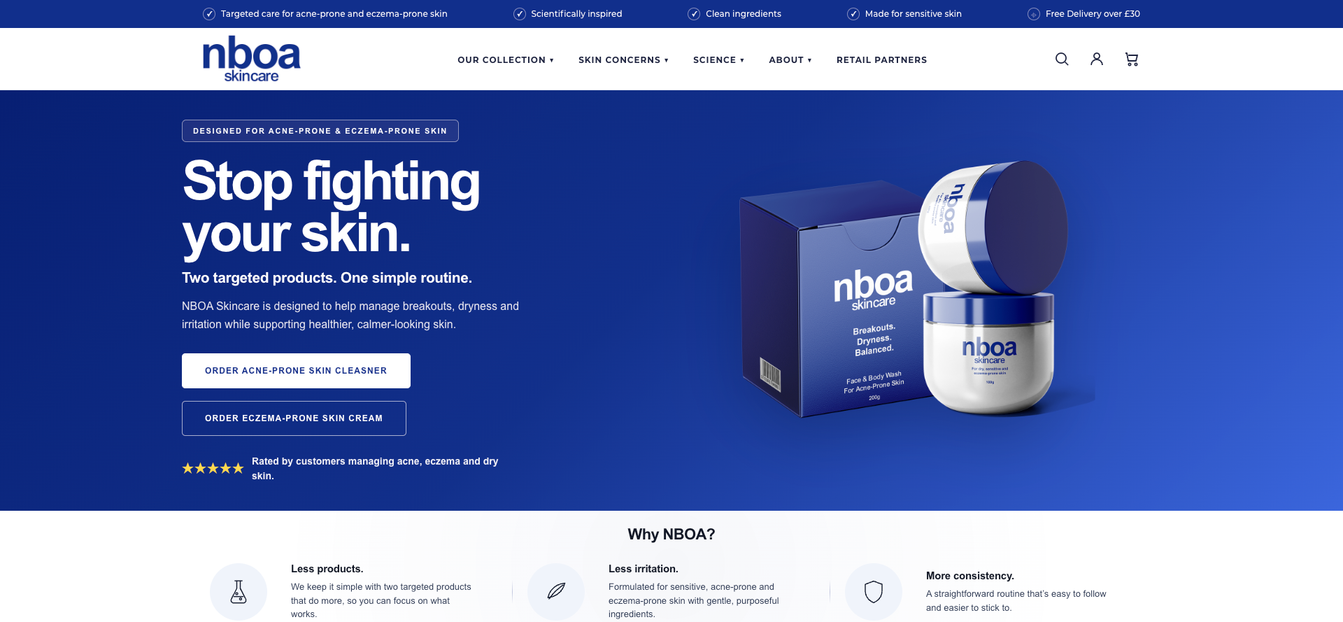 NBOA Skincare website